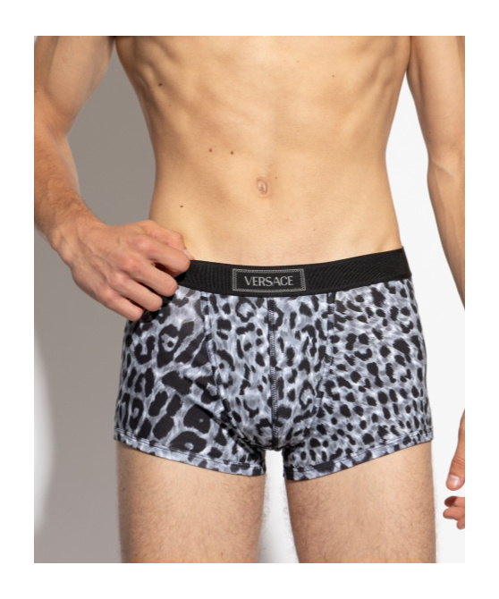 Versace Animal Print Boxer Briefs In Black