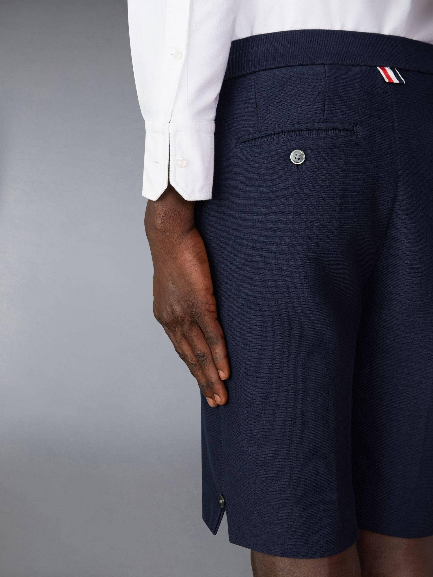 Thom Browne Rwb Stripe Bermuda Shorts In Black