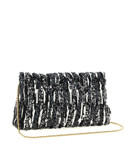 Dries Van Noten Pleated Jacquard Clutch In Black