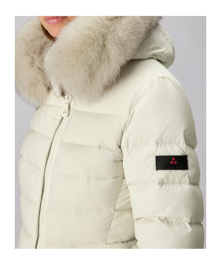 Peuterey Short Hooded Down Jacket With Fur In Multi