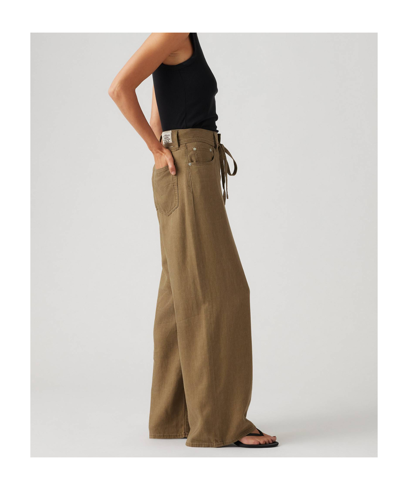 Levi's Xl Baggy Straight Linen Blend Women's Pants In Oat Linen-brown