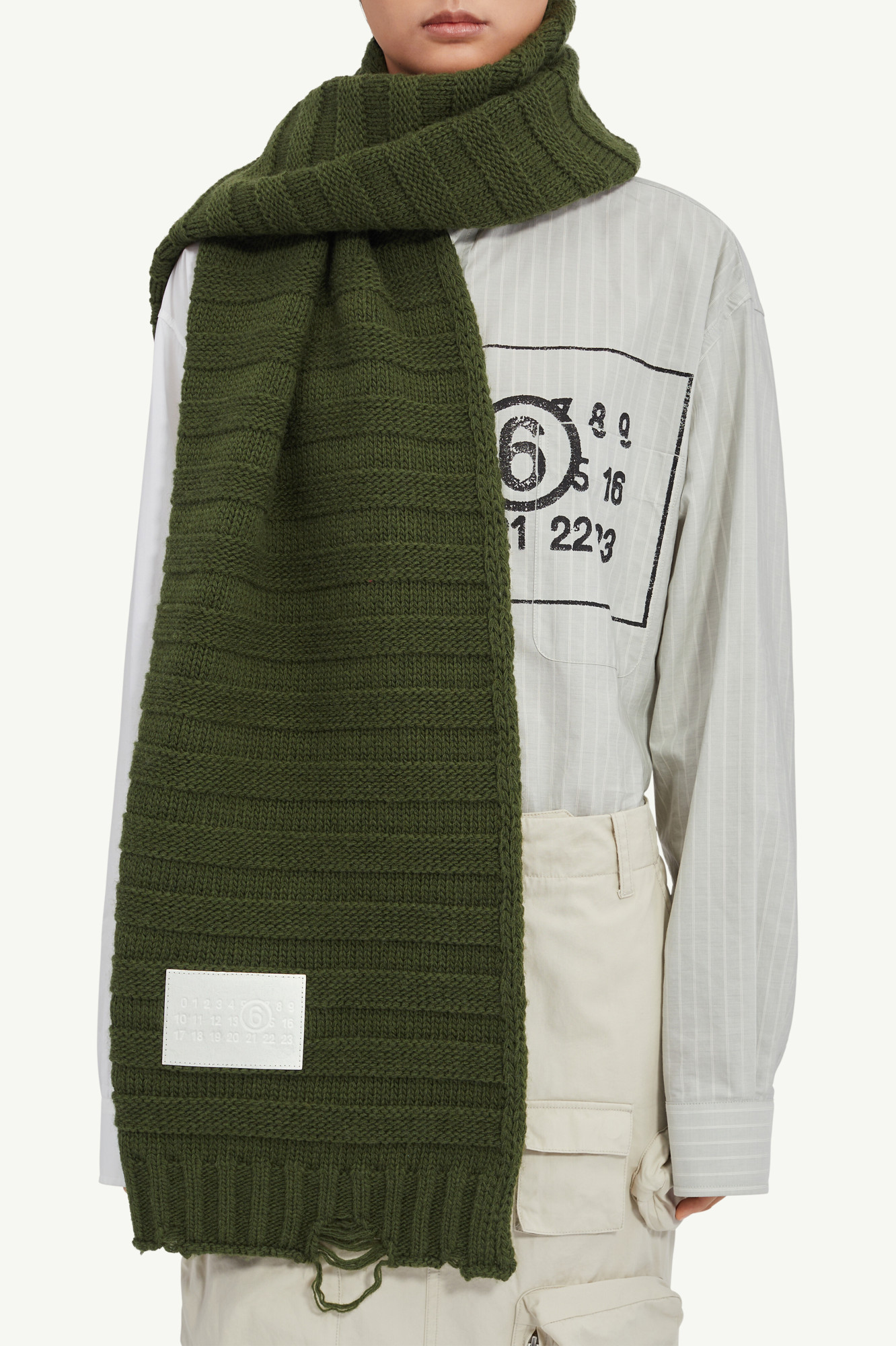 MM6 MAISON MARGIELA LOGO-PRINT KNITTED SCARF