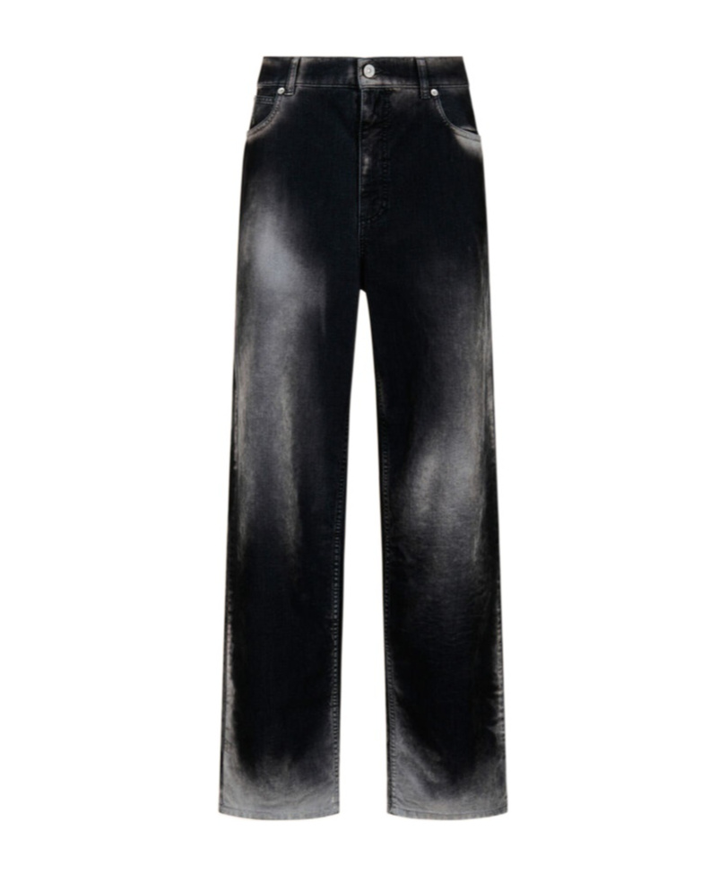 Marni Black Flocked Denim Jeans In Black