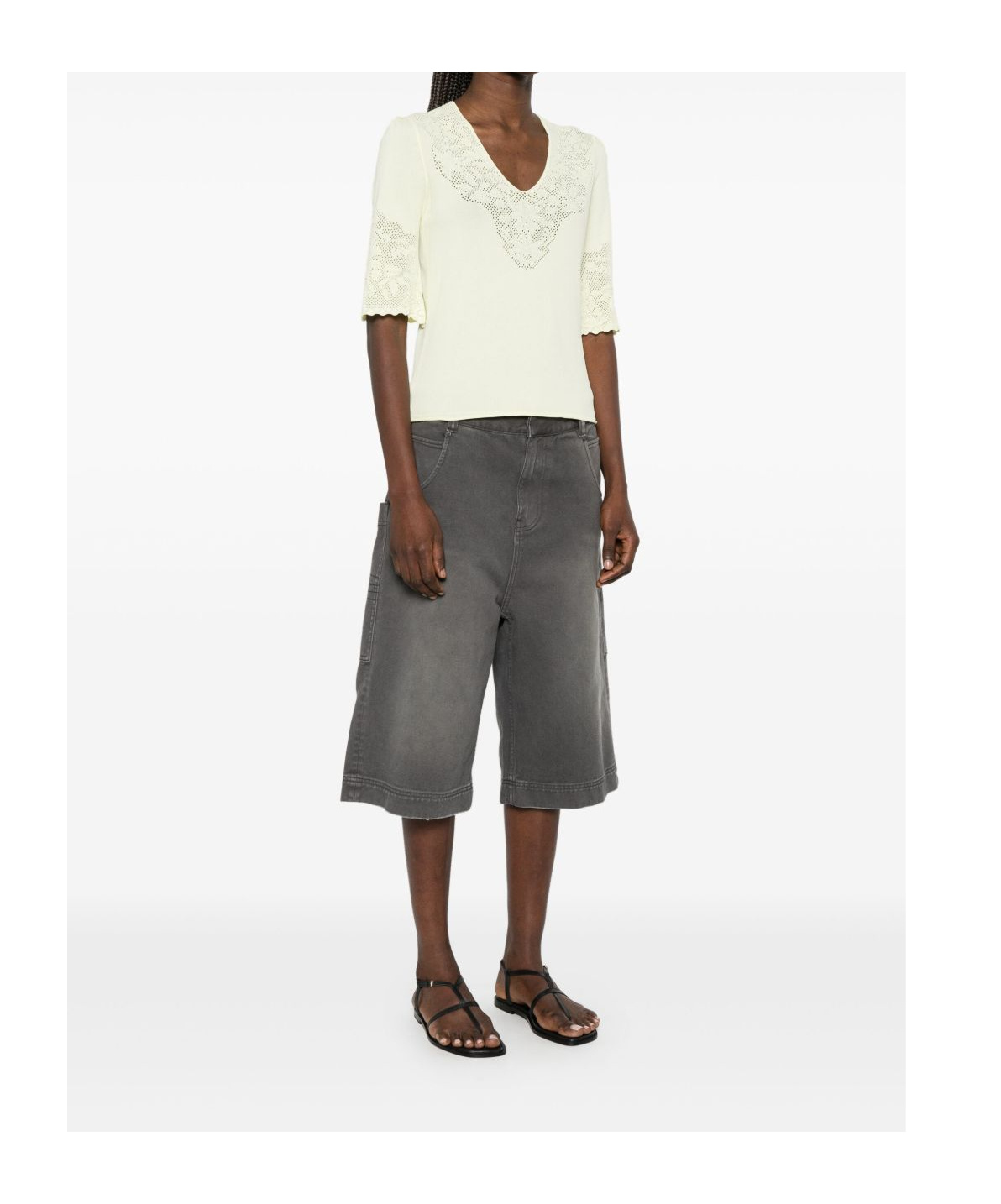 Shop Twinset Pointelle-detail T-shirt