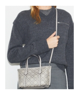 Tory Burch T Monogram Perry Mini Tote In Gray