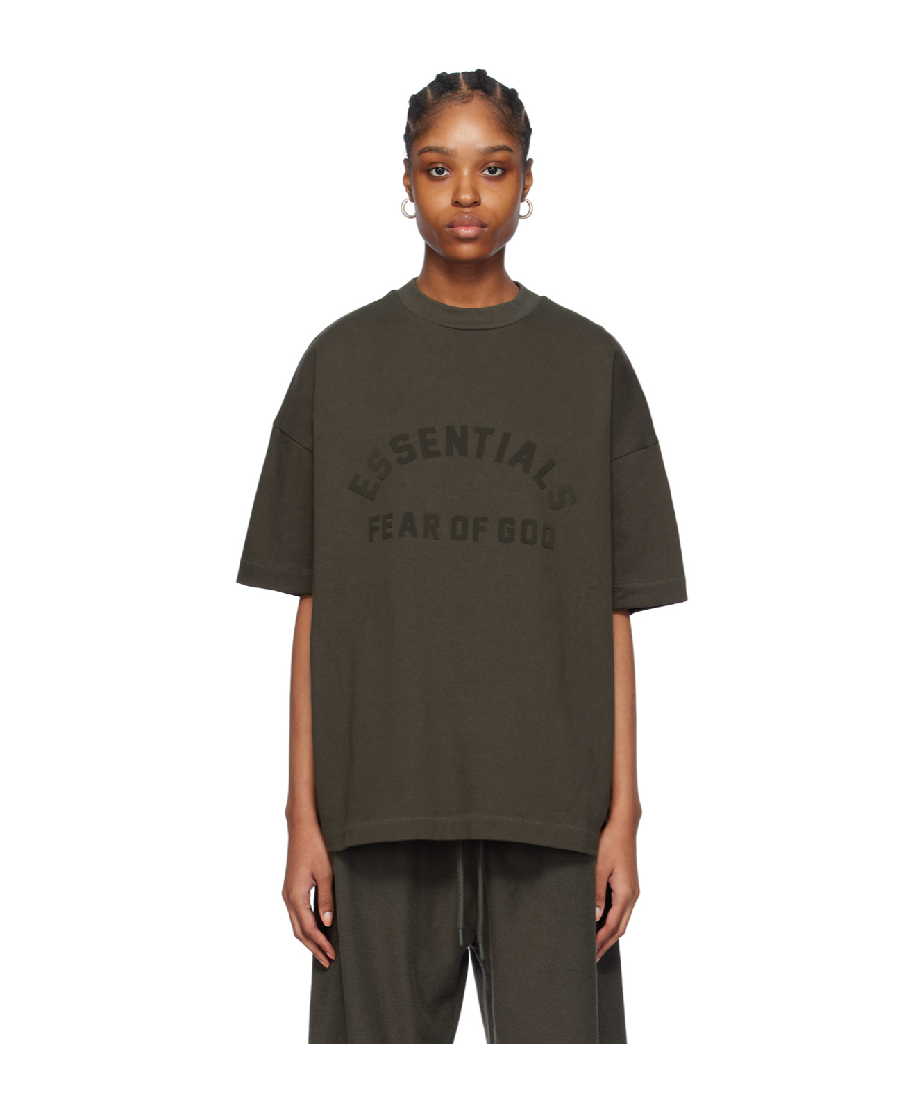Essentials Logo-flocked Cotton T-shirt In Black