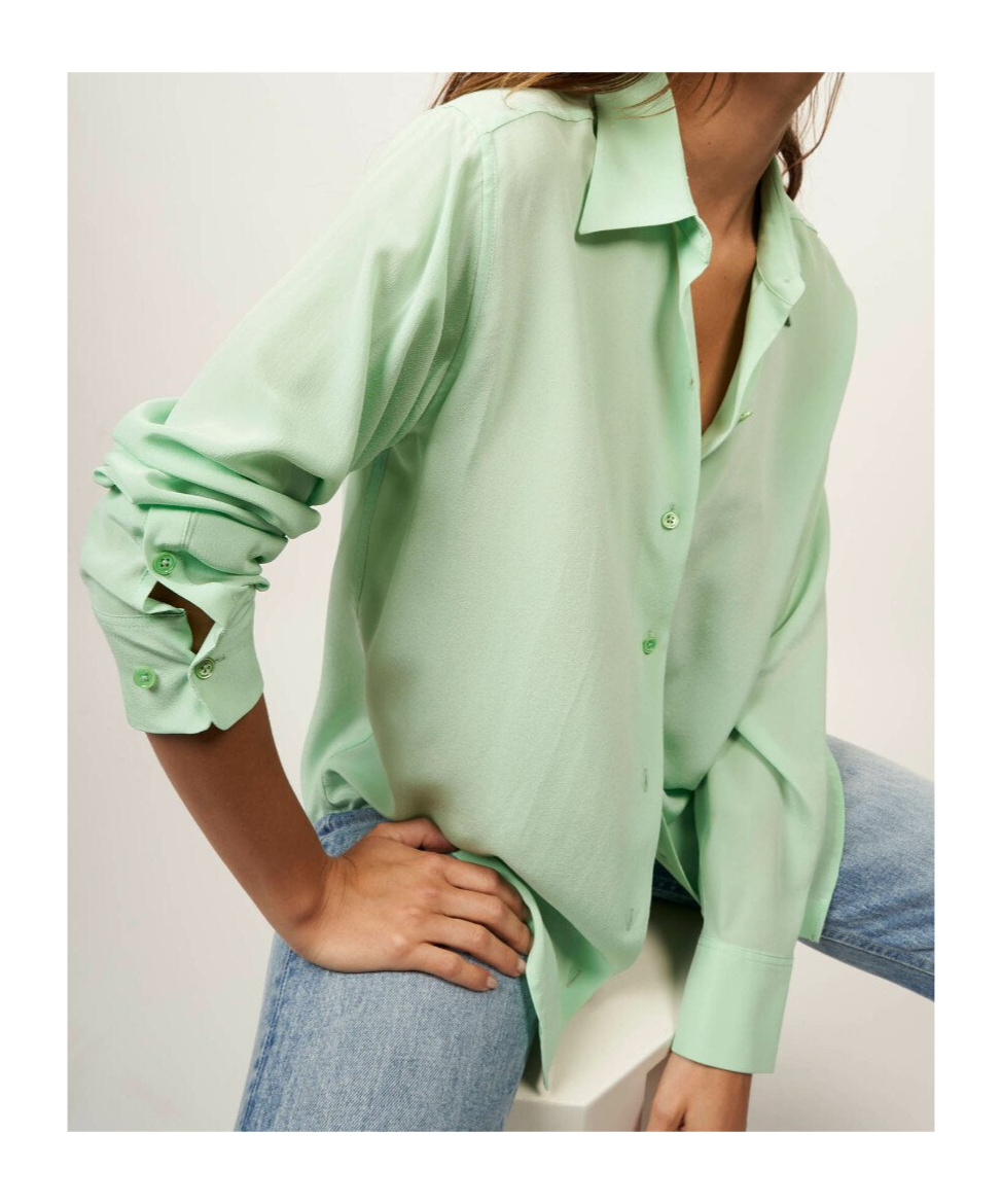Shop Equipment Essential Long-sleeve Silk Shirt In White