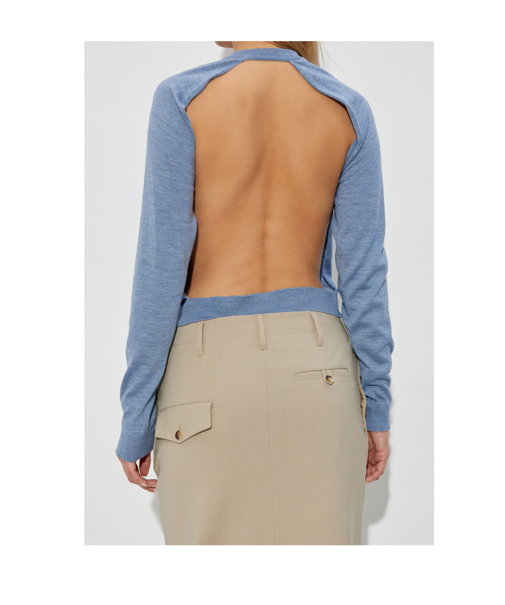 Moschino Virgin Wool Cut-out Cardigan In Blue