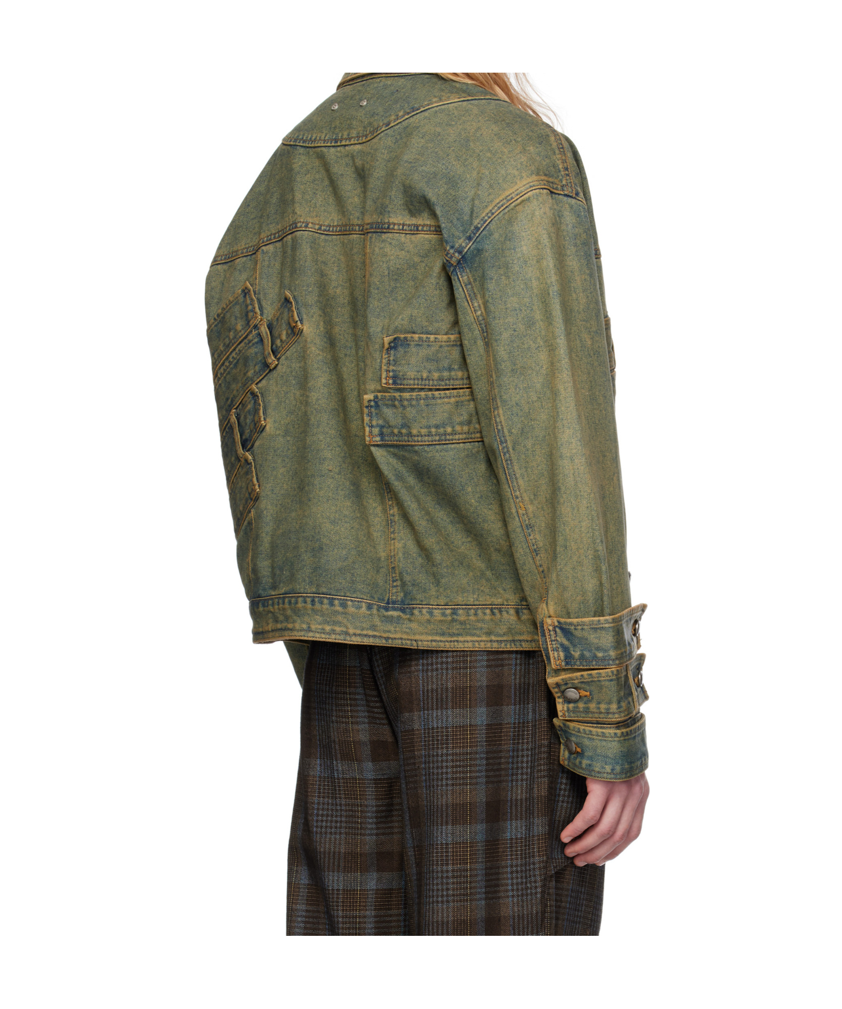 Andersson Bell Green Waistbands Denim Jacket In Green
