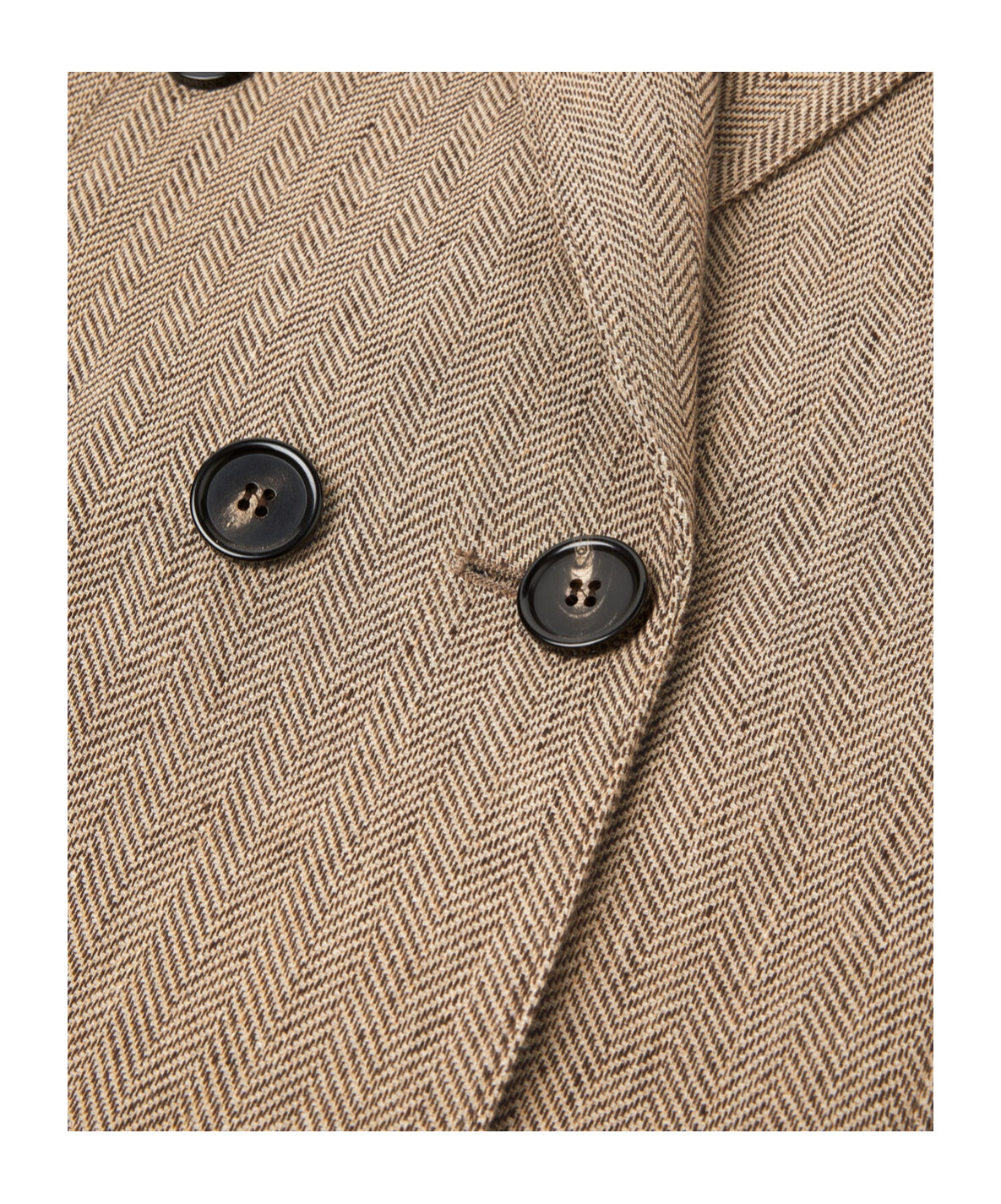 Loro Piana Genny Double-breasted Herringbone Linen Blazer In Brown Chevron