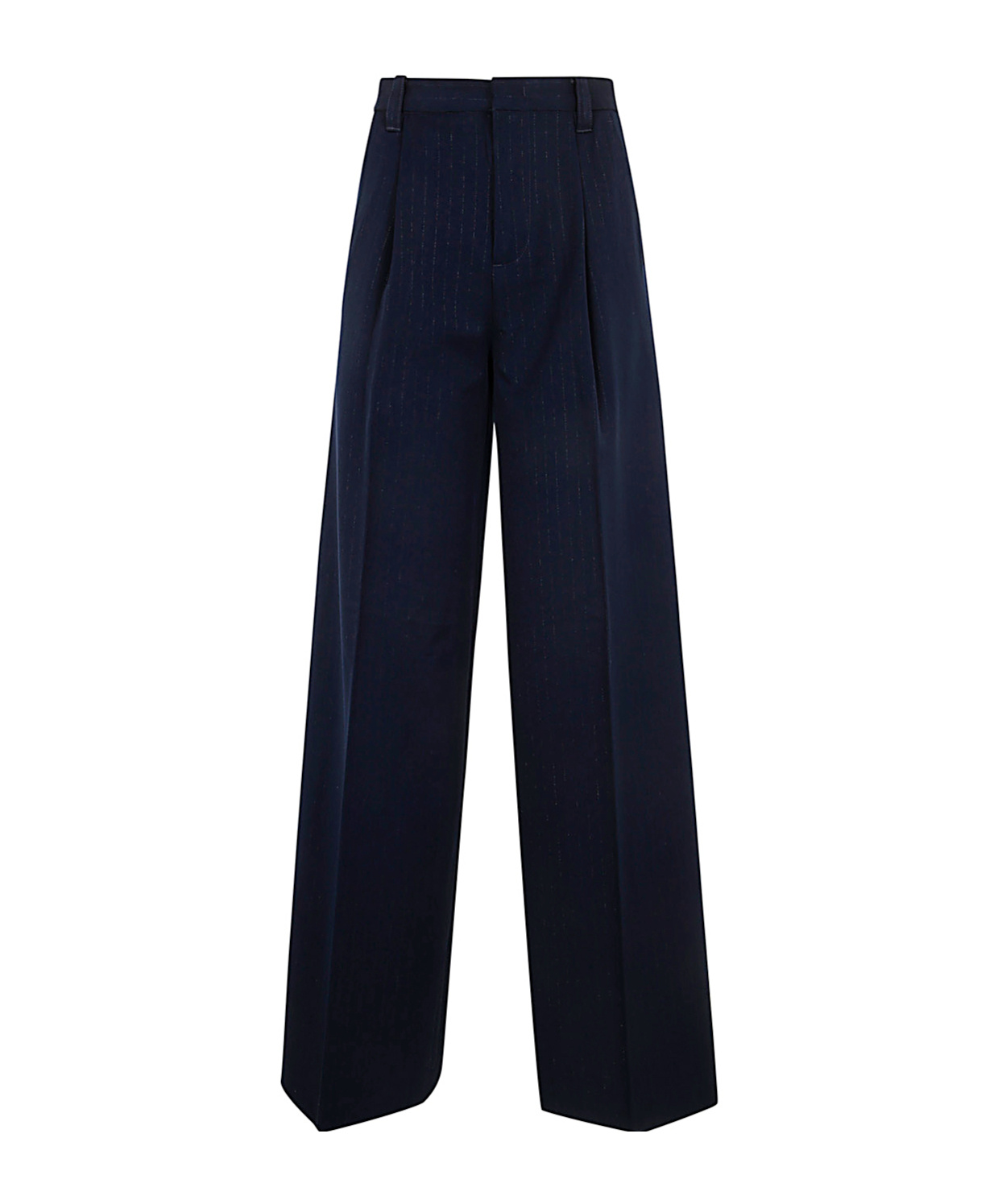Shop Twinset Wide Leg Pinstripe Pants In Black