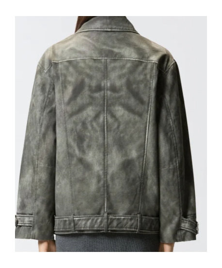 Pinko Belted Biker Jacket In Gray