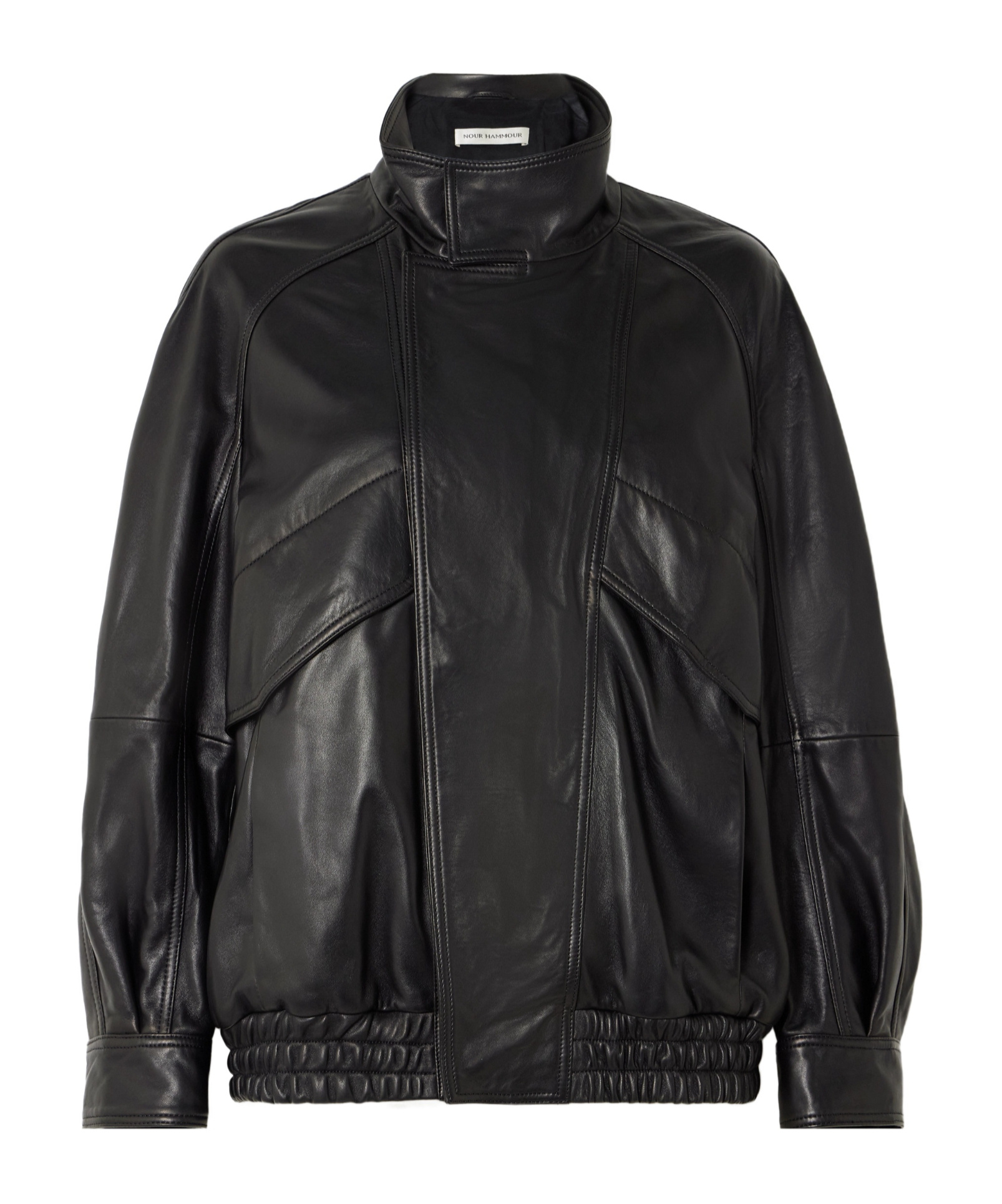 Nour Hammour Ariste Oversized Paneled Leather Jacket In Black