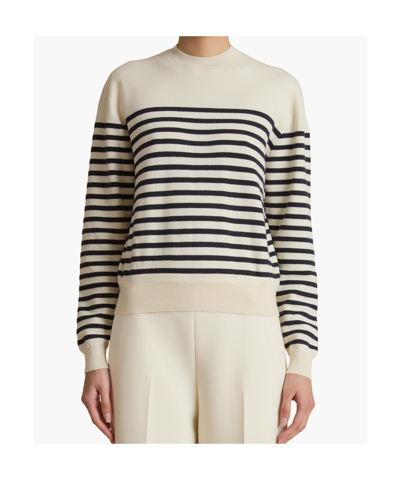 Khaite Striped Pullover In White