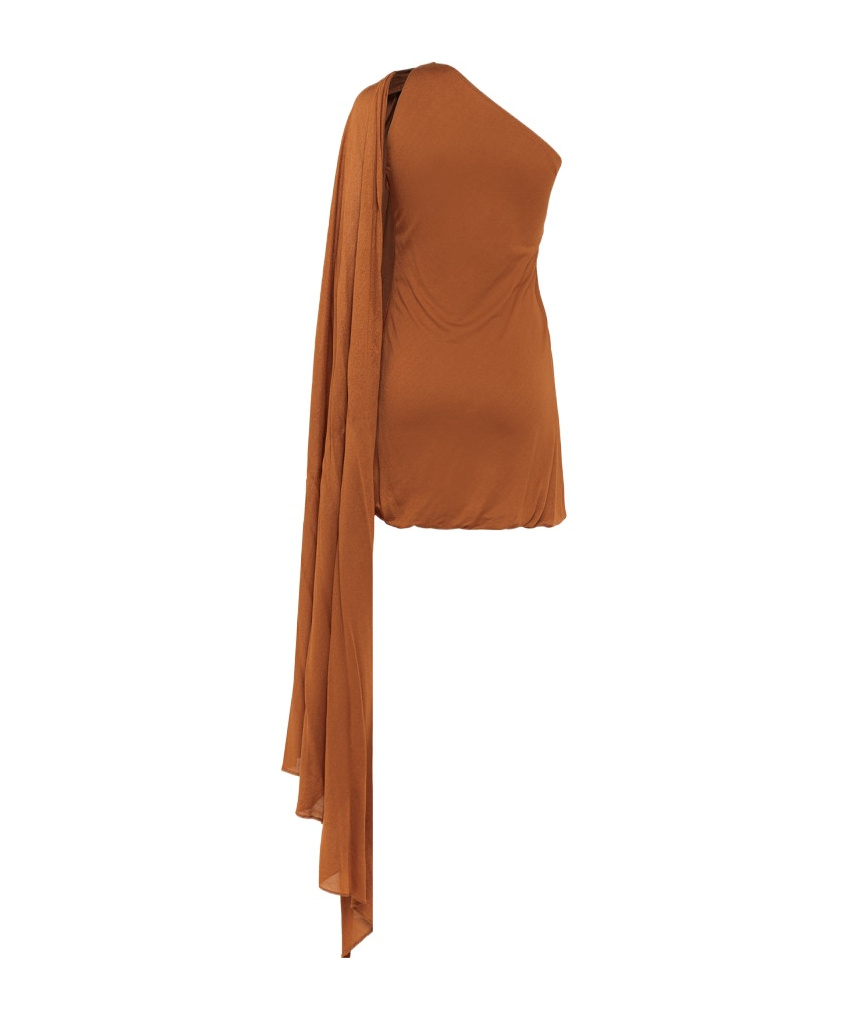 Giuseppe Di Morabito Viscose Draped Ruched Mini Dress In Brown