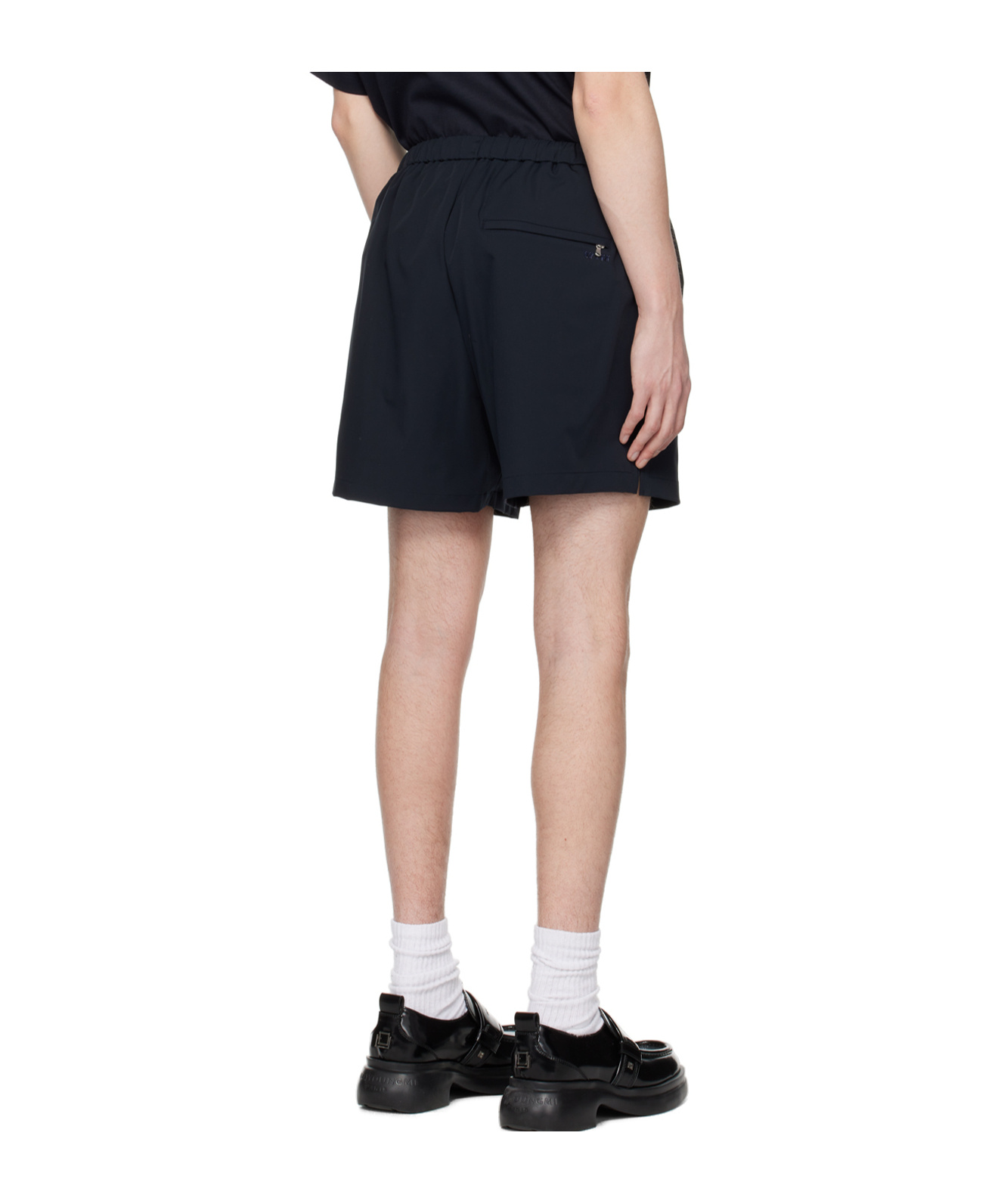 Wooyoungmi Navy Drawstring Shorts In Black