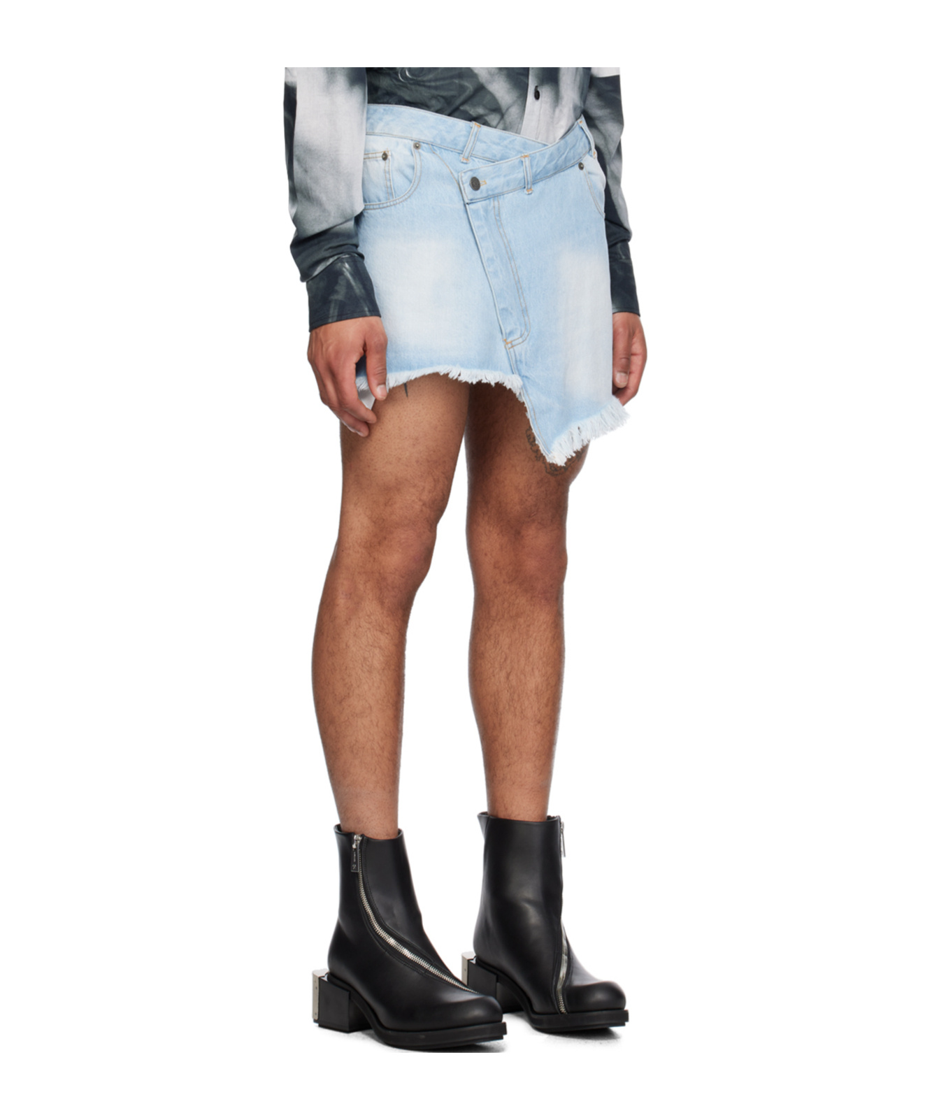 Egonlab Belt-loop Denim Skirt In Multicolor