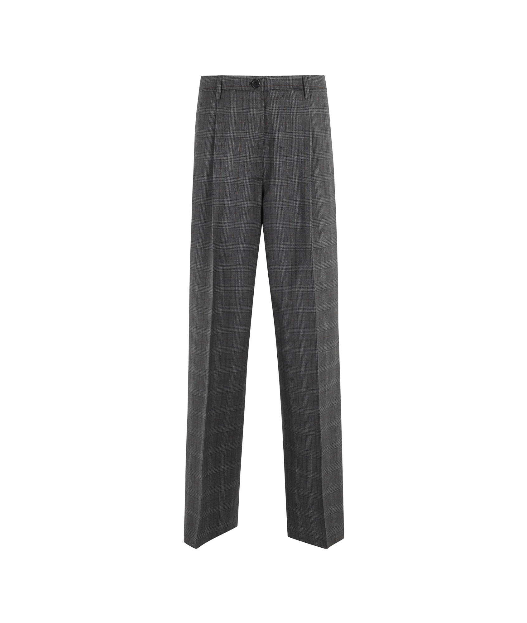 Aspesi Gray Check Wool Pants With Tailored Silhouette In Multi