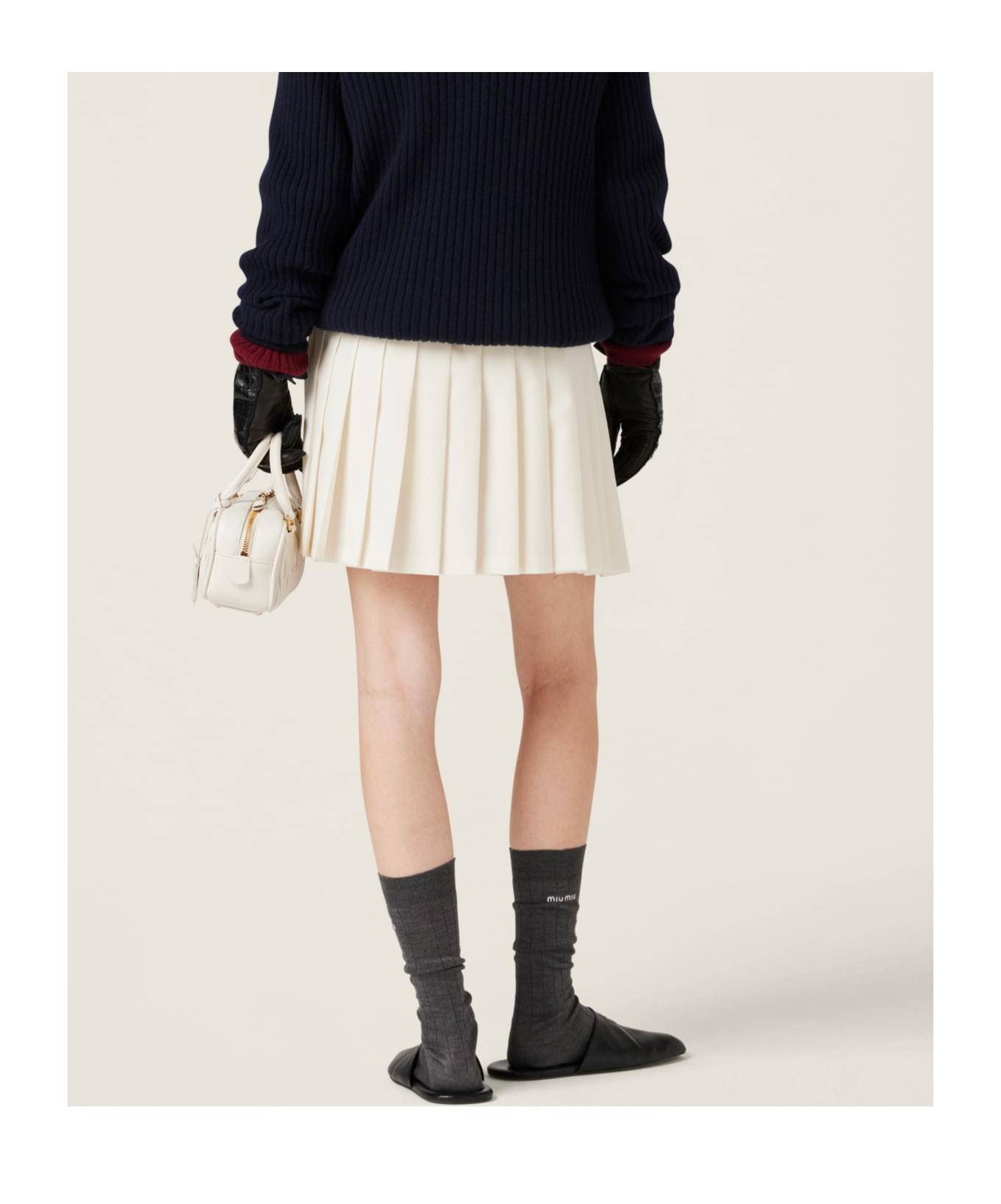 Miu Miu Pleated Mohair Fabric Mini-skirt In White