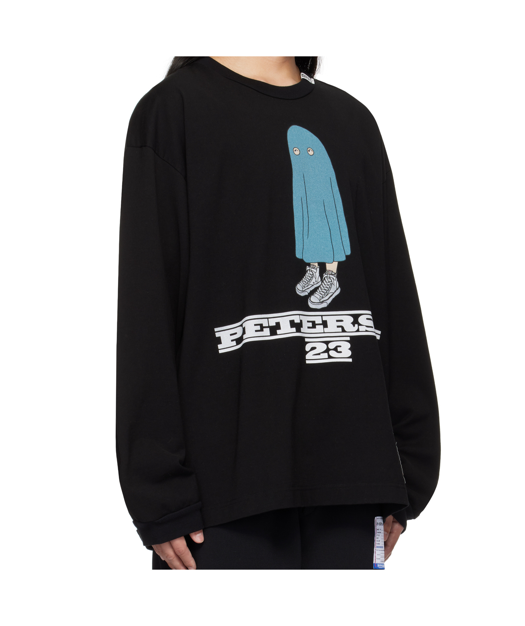Miharayasuhiro Black 'peterson 23' Printed Long Sleeve T-shirt In Black