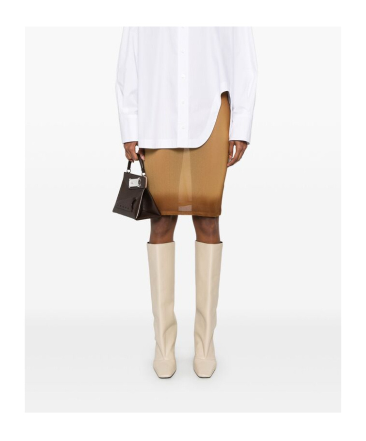 Attico Mesh Mini Skirt In Brown