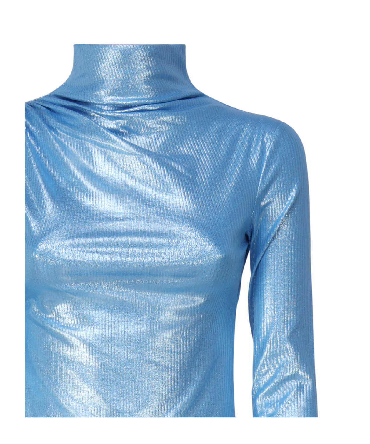 The Andamane High Neck Dress With Neckline In Blue
