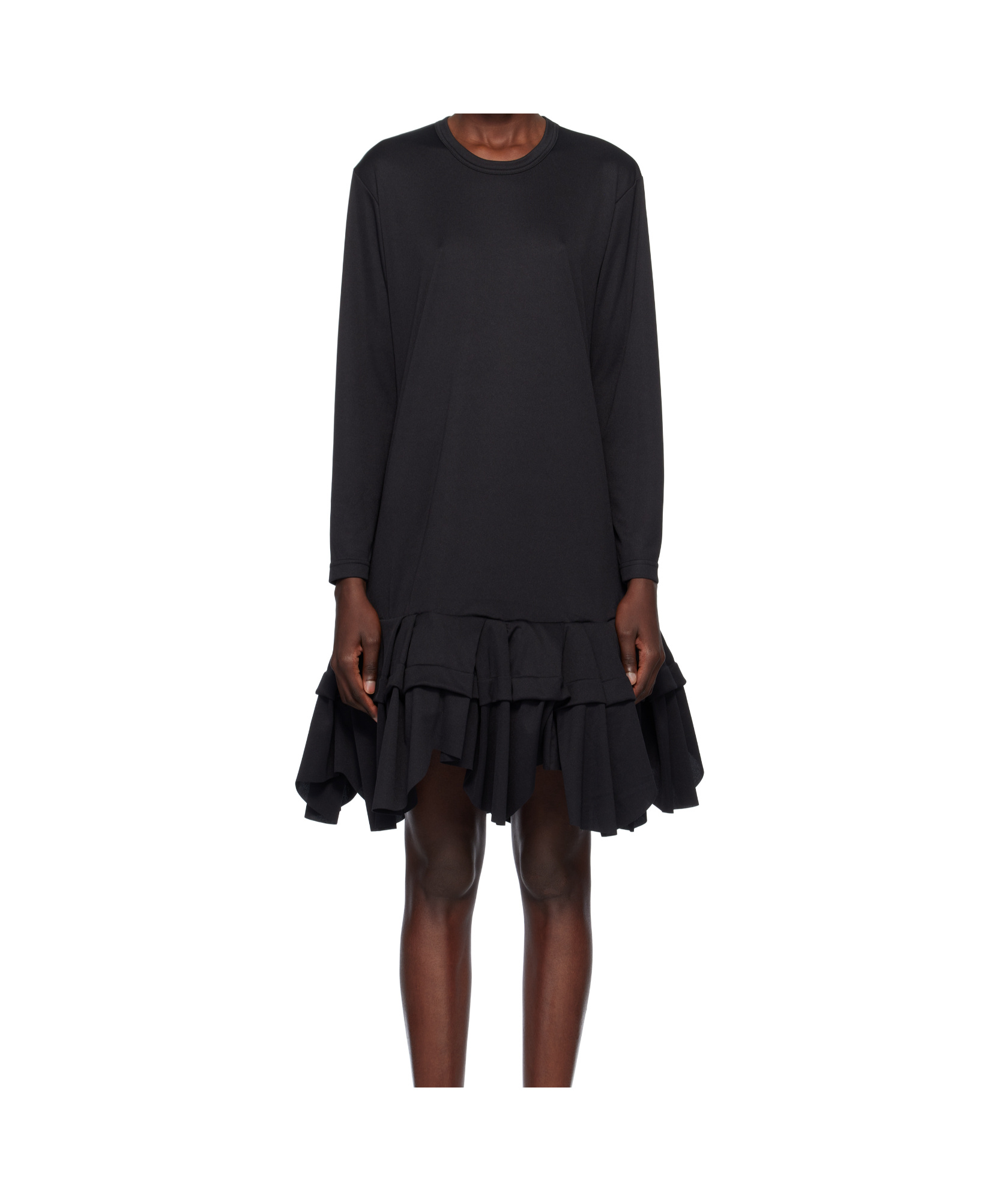 Comme Des Garçons Ruffled Midi Dress In Black
