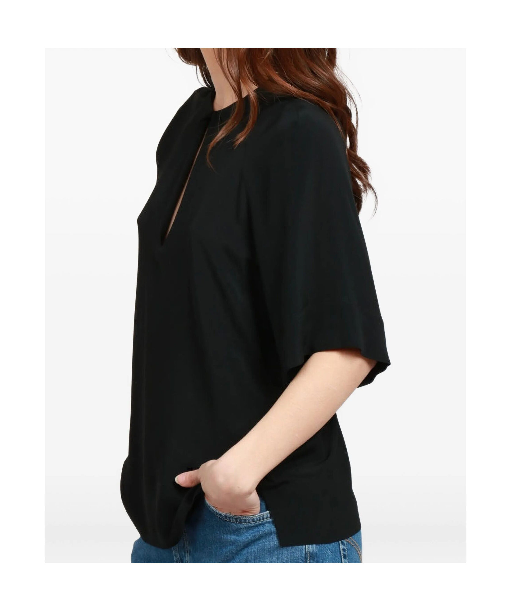 Semicouture Keyhole-neckline Top In Black