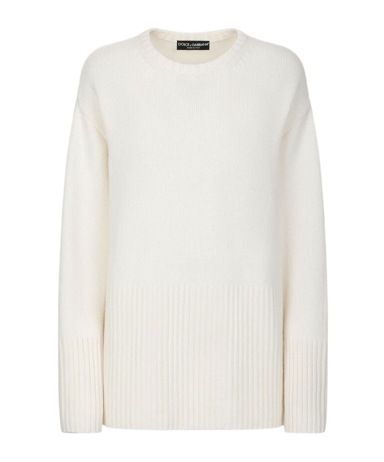 Dolce & Gabbana Cashmere Sweater With Dg Logo Embroidery In White
