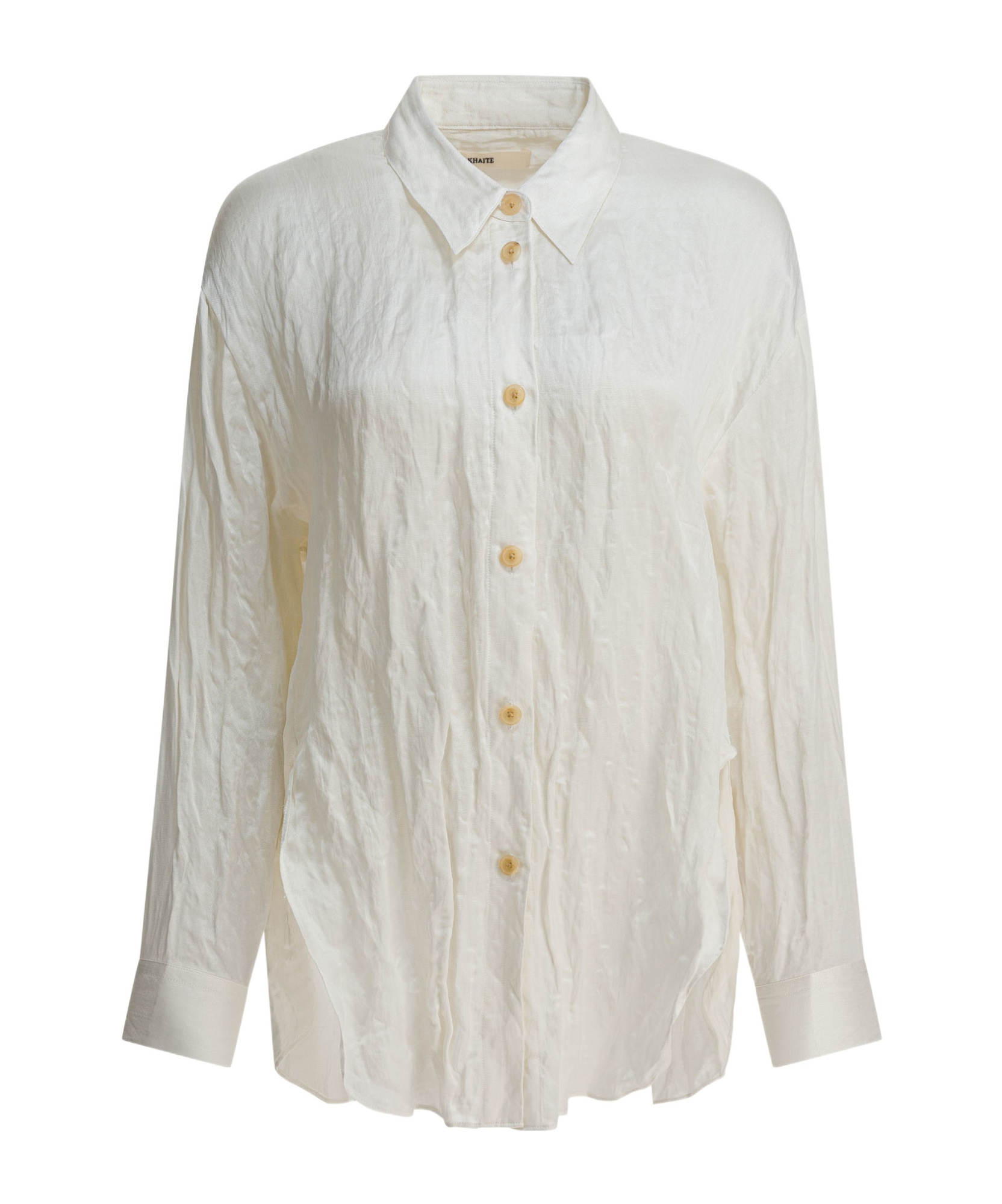 Khaite Long-sleeved Crinkled Shirt In White