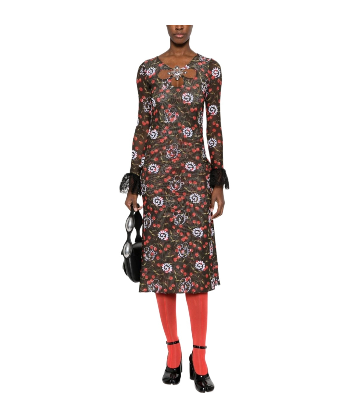 Chopova Lowena Windsucker Translucent Mid-length Dress In Black