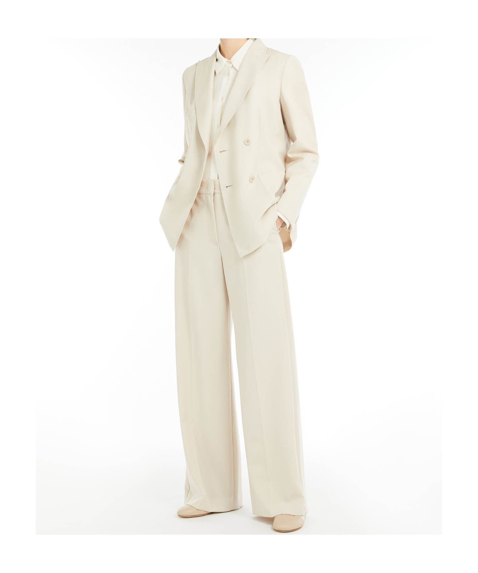 Weekend Max Mara Nervoso Sabbia Double-breasted Blazer In White