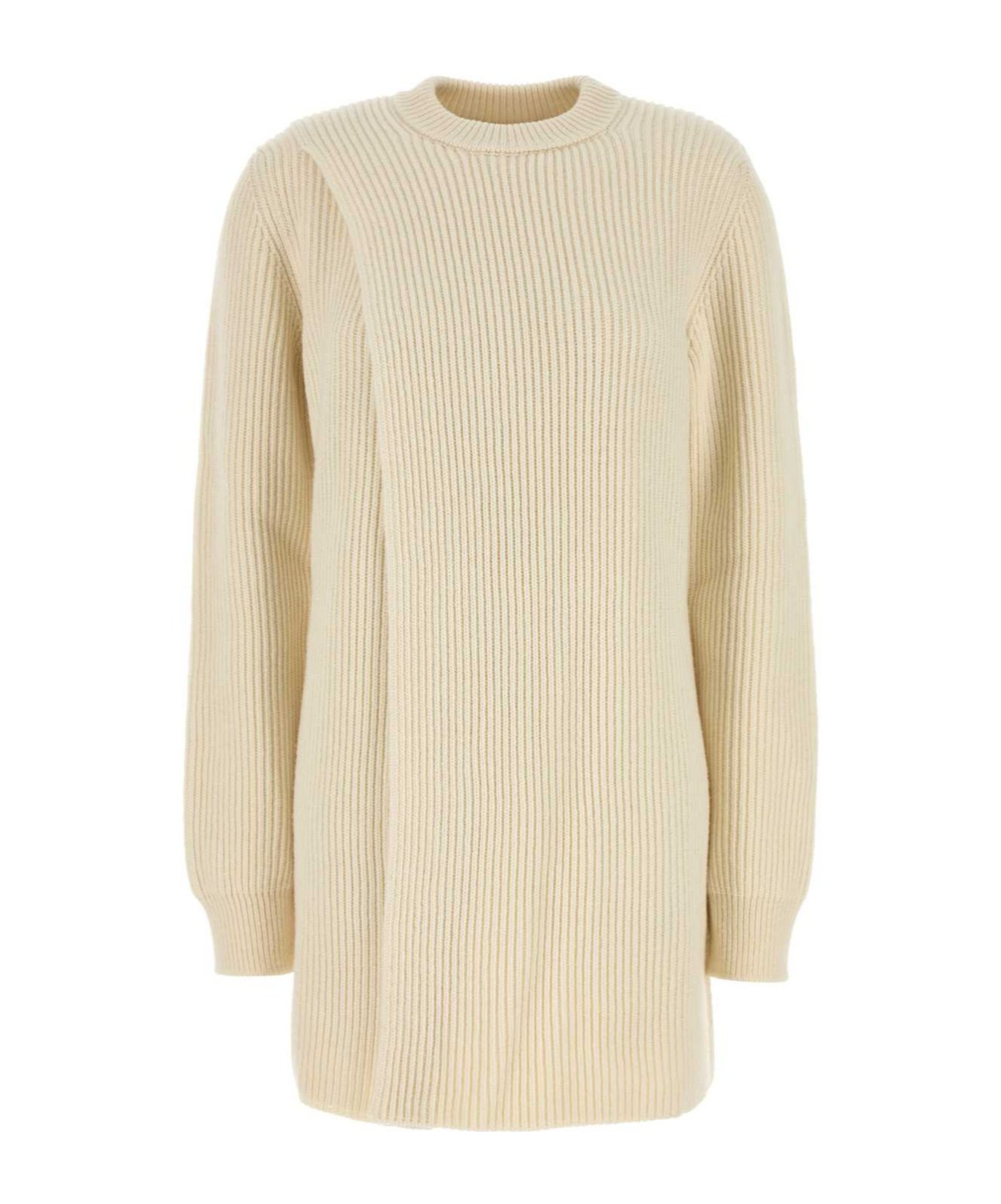 Jil Sander Wool Sweater Dress Crew Neck In Neutral