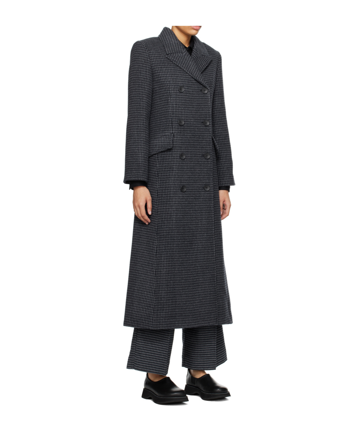 Shop By Malene Birger Gardeniia Checked Long Coat In Black