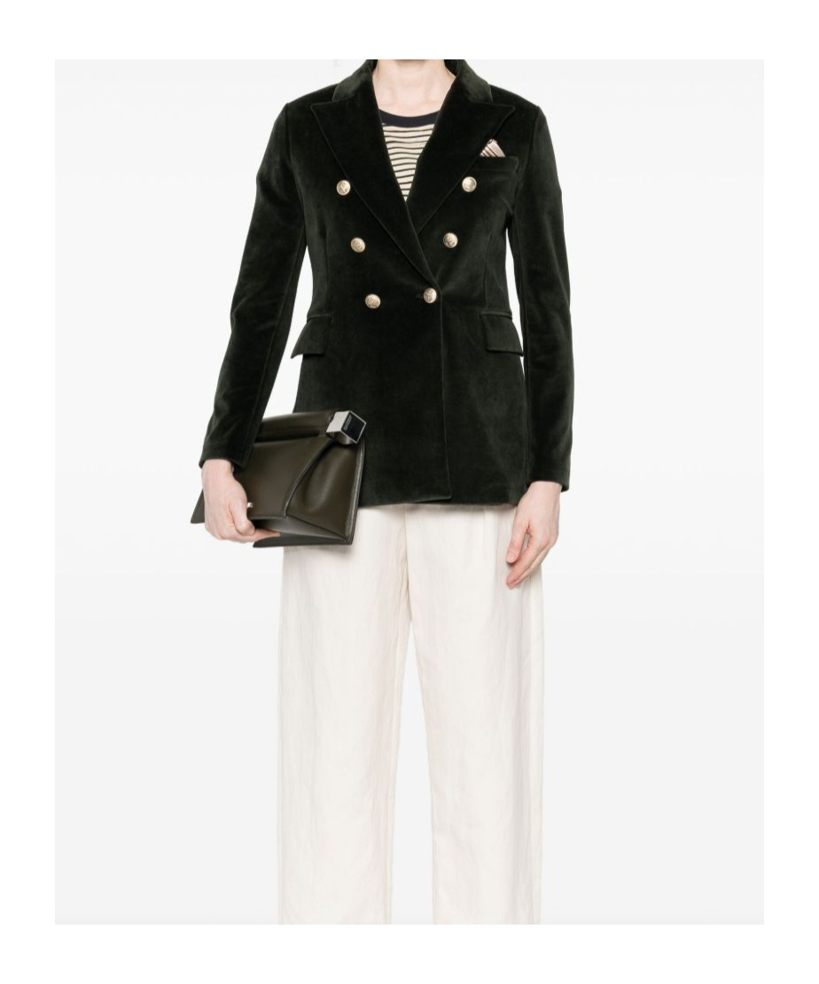 Circolo 1901 Double-breasted Tailored Jacket With Gold-tone Buttons In Green