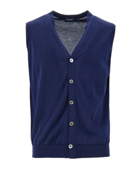 Drumohr V-neck Sleeveless Vest In Blue