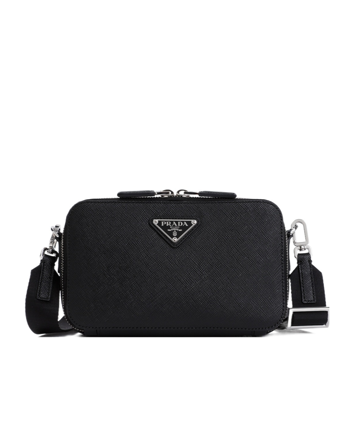Prada Textured Leather Crossbody Bag In Black