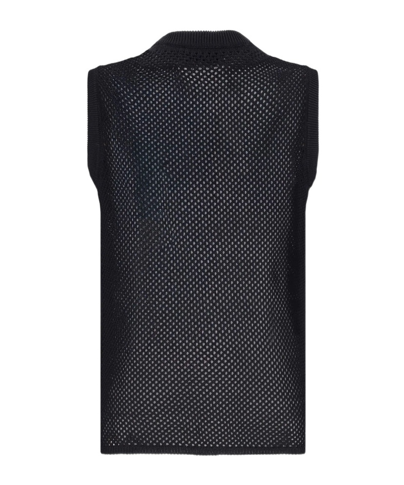 Laneus Net Knitted Tank In Black