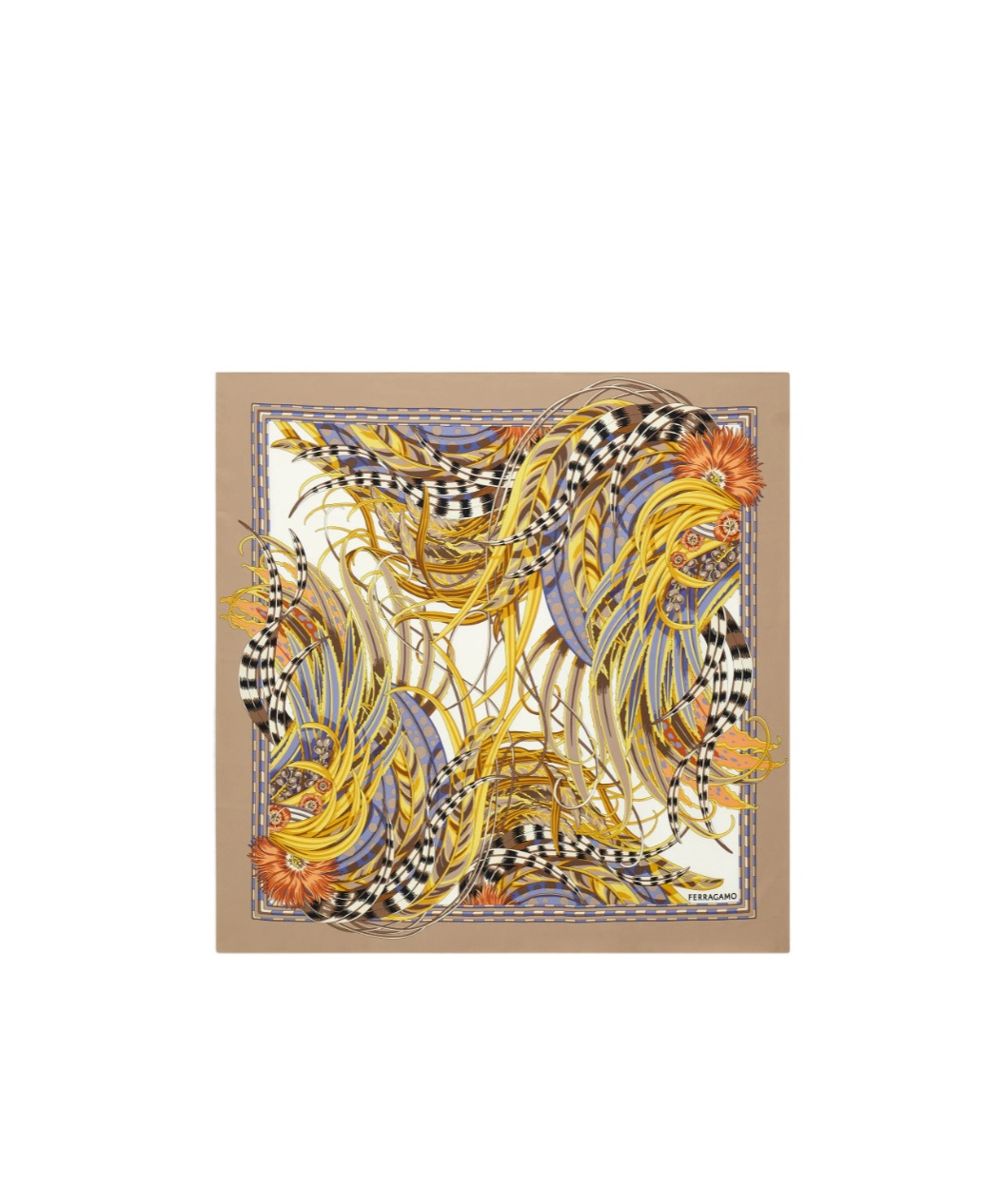 Ferragamo Rooster Print Silk Scarf In Multi