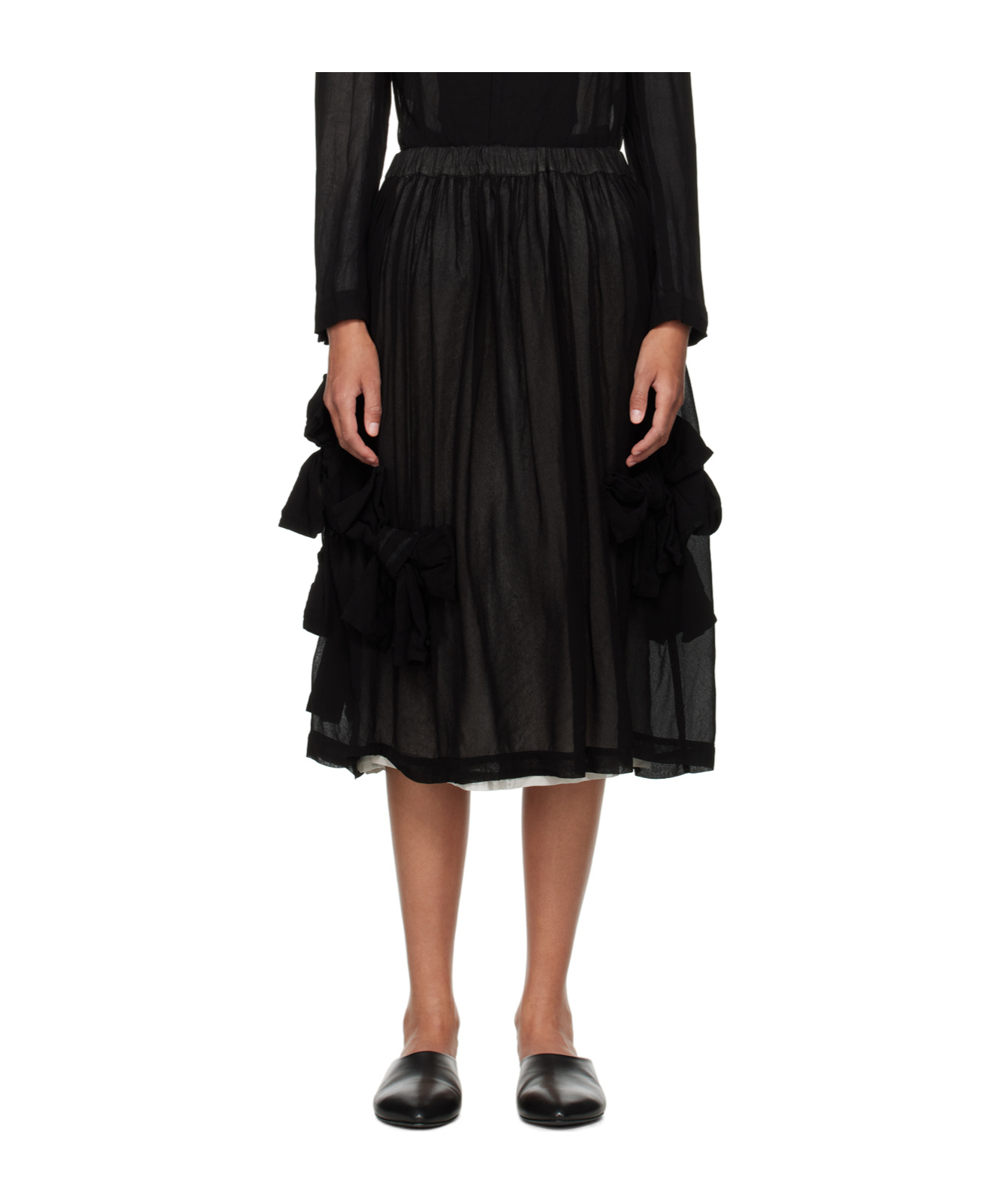 Comme Des Garçons Black Bow Midi Skirt In Black