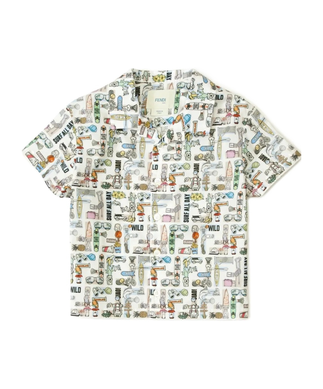 Fendi Graphic-print Short-sleeve Shirt In White