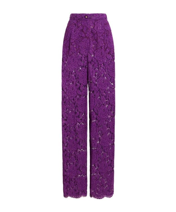 Dolce & Gabbana Cordonetto Lace Trousers In Purple