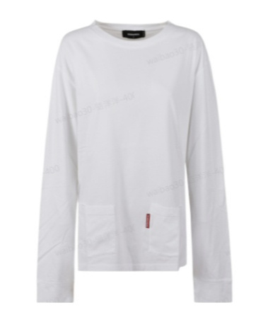 Dsquared2 Long Sleeved Logo Patch T-shirt In White