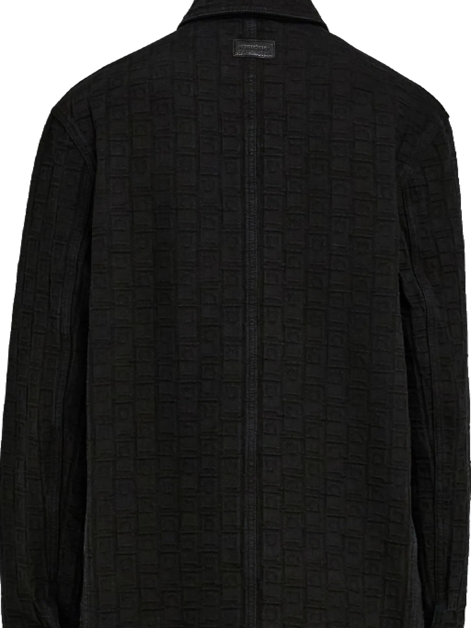 Ferragamo Denim Shirt With Chest Pocket And Textured Fabric In Black