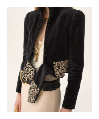 Chloé Spencer Embroidered-belt Velvet Crop Jacket In Black