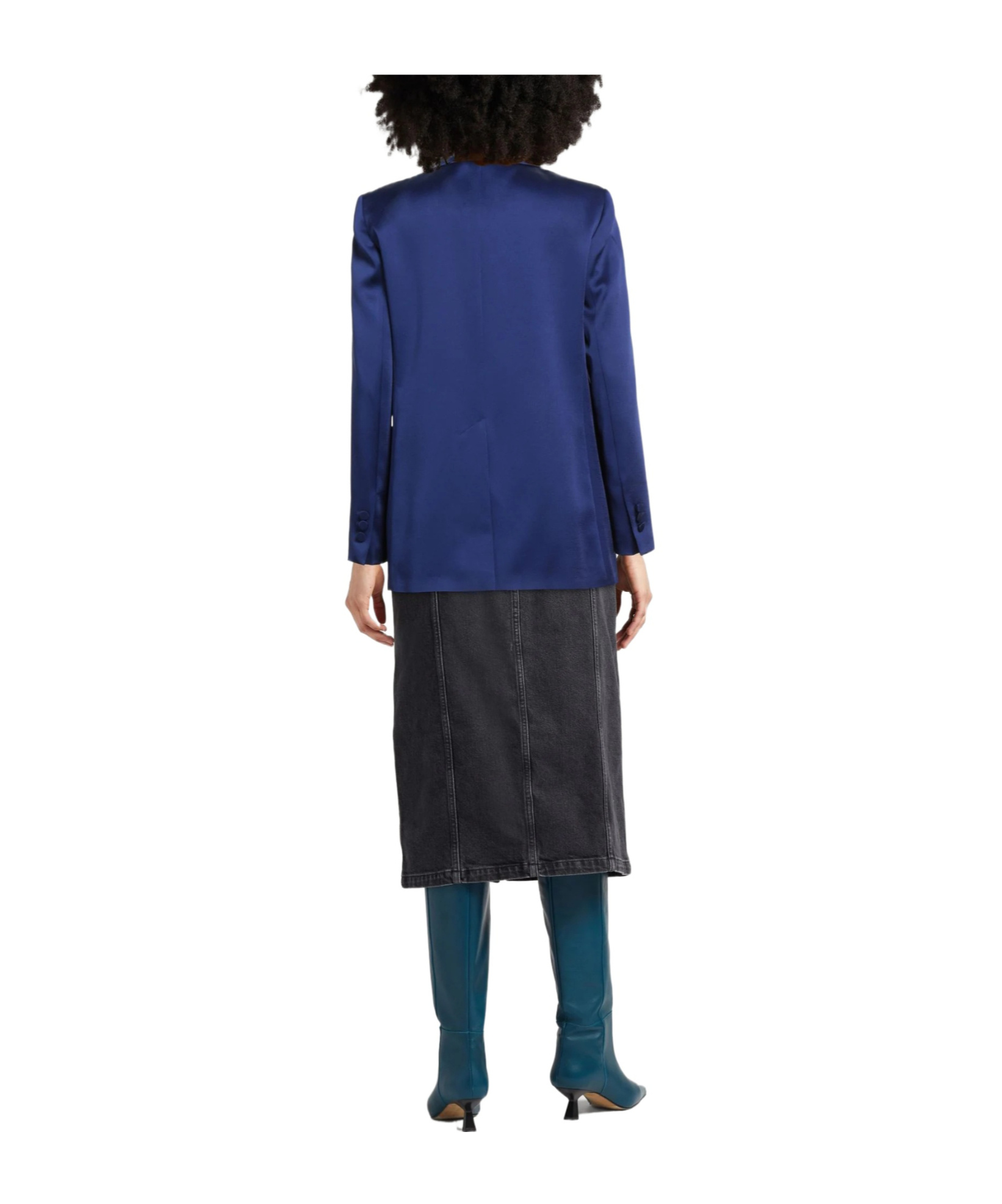 Max Mara Satin Blazer In Blue