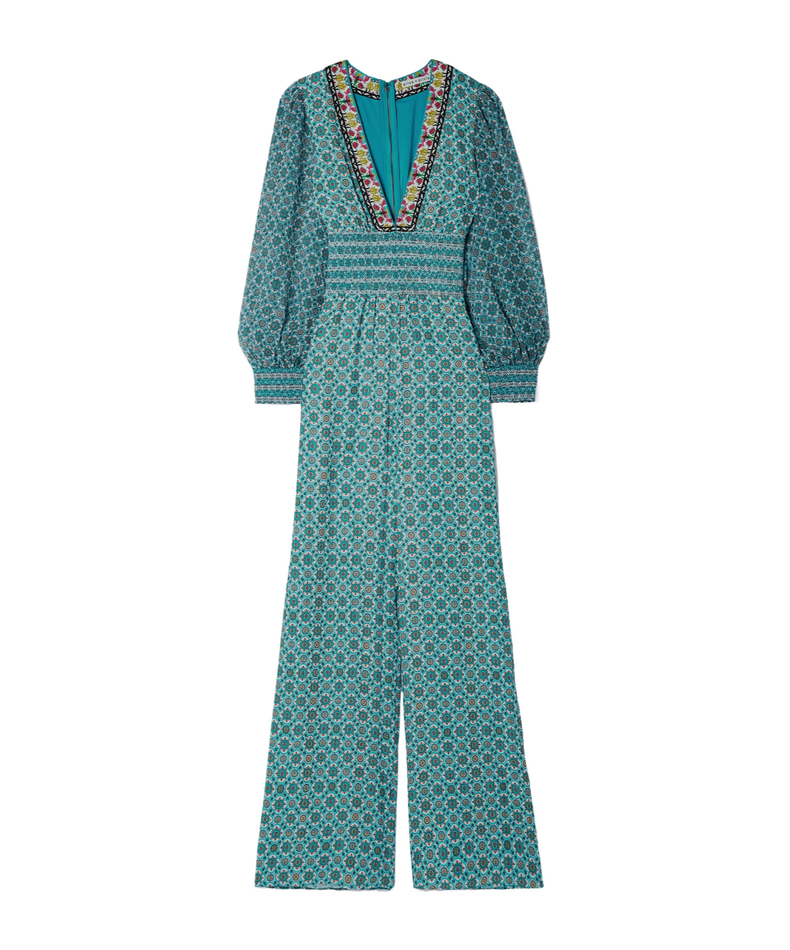 Alice And Olivia Crinkled Lightweight Jumpsuit In Blue