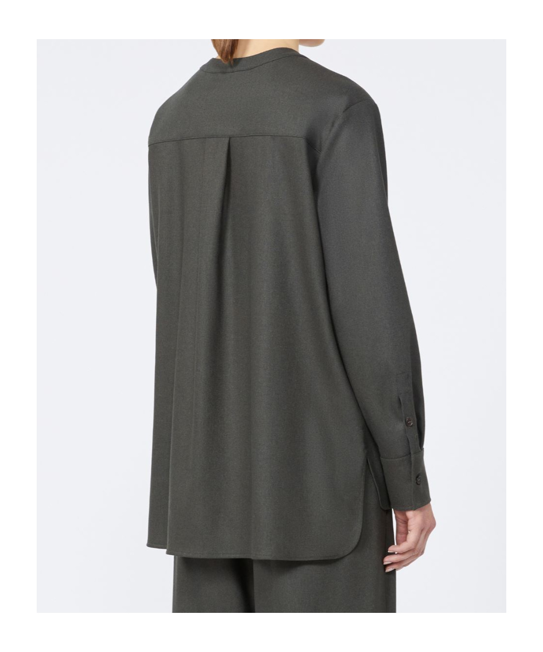 Max Mara Wool Flannel V-neck Shirt In Gray
