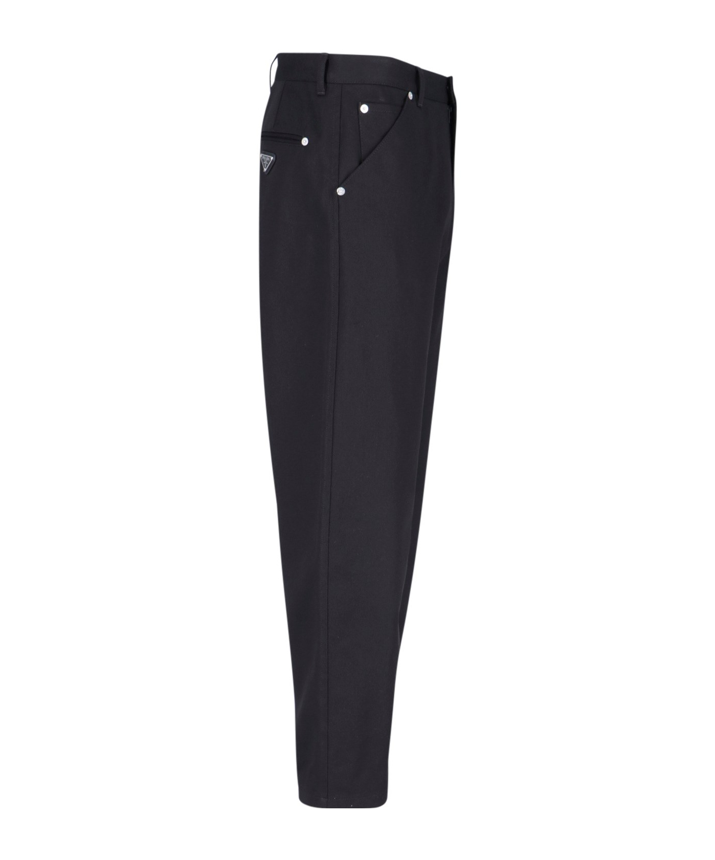 Prada Triangle-logo Tapered-leg Jeans In Black