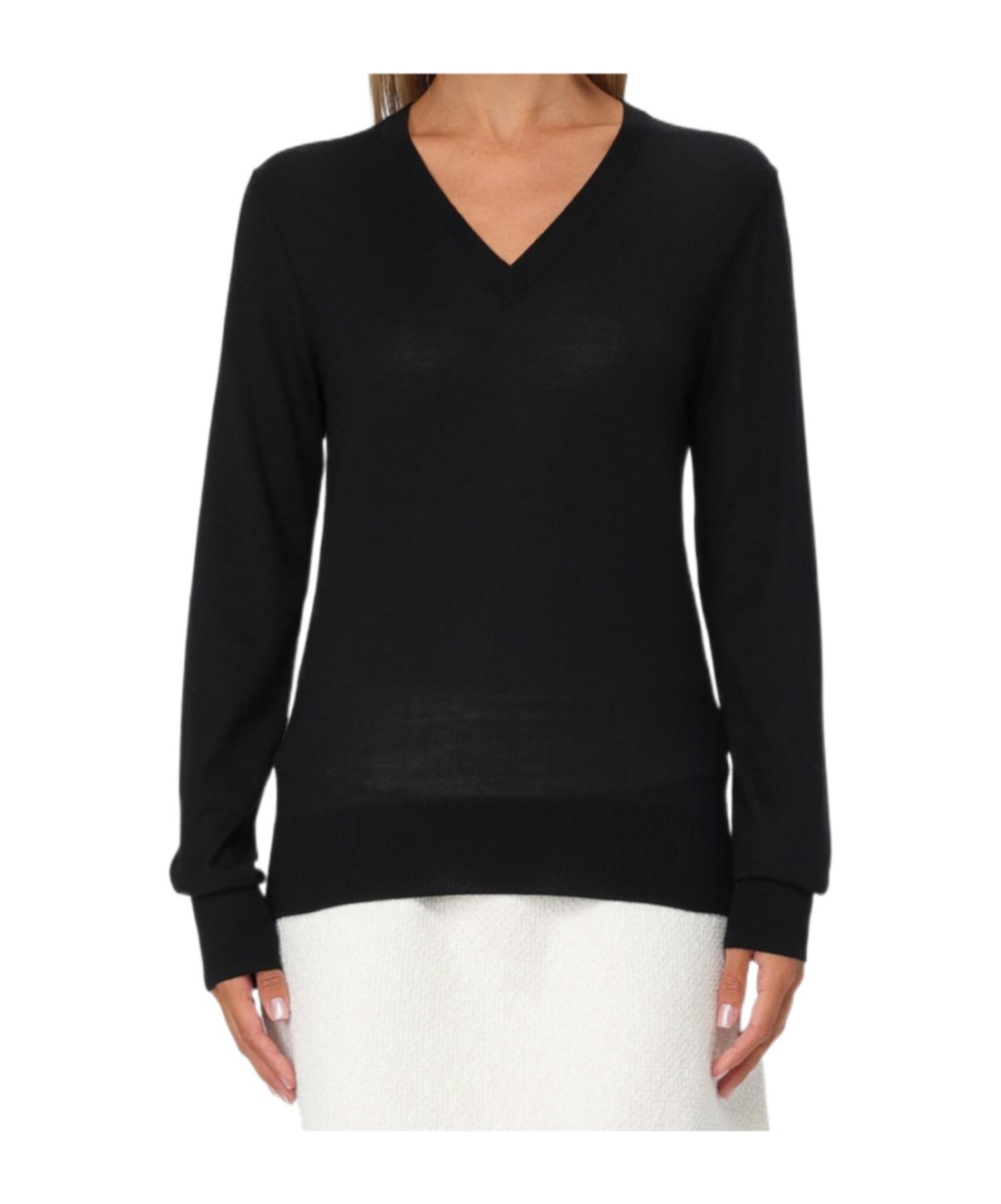 Dolce & Gabbana V-neck Long-sleeved Sweater In Black